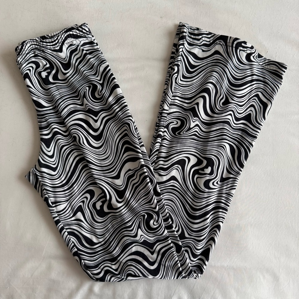 Black & White Swirl Boot Cut Pants